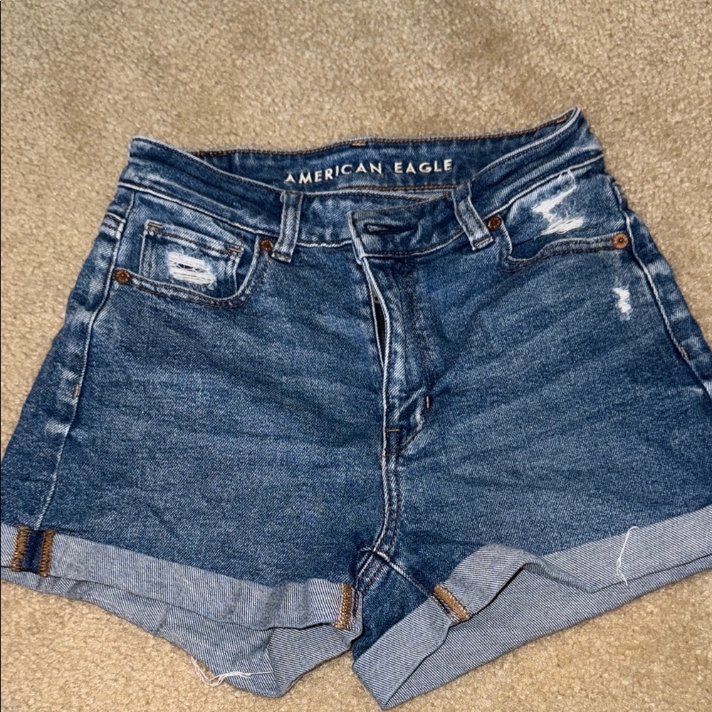American Eagle Outfitters Blue Jean Shorts with Cuffed Hem